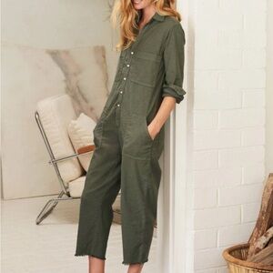 Frank & Eileen Northern Ireland jumpsuit in army green.